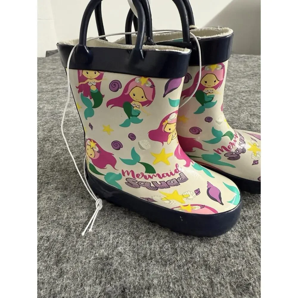 Mucky Wear Toddler Girls Rain Boots 7T Kids Rubber Mermaid N78